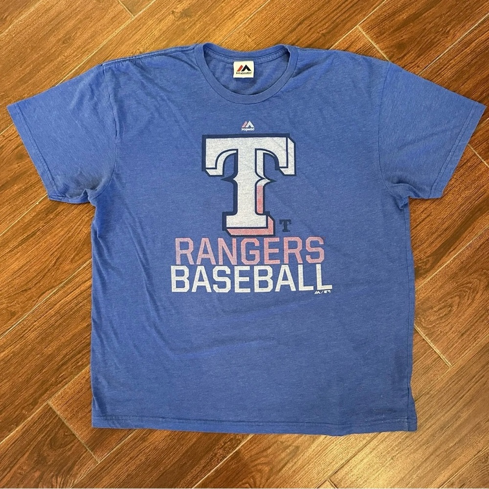 Texas Rangers MLB Baseball T-Shirt Adult XL Blue Majestic